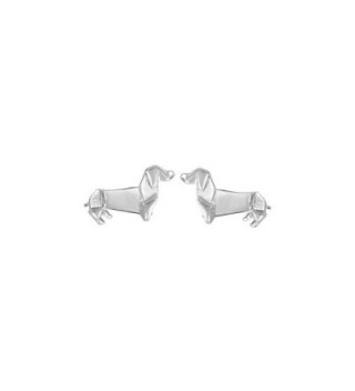 Boma Sterling Silver Origami Dauchshund Weiner Dog Stud Earrings - CX17YT73R0Y