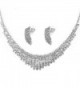 Rhinestone Silver Multi Tier Design Bridal Necklace Earring Set - CZ116GE1WNP