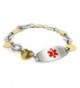 MyIDDr Medical Alert Bracelet for Women with Engraving- Gold Tone 316L Steel 1.5cm- Medium - CA125G5WBCZ