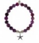 EvaDane Natural Sugilite Gemstone Tibetan Bead Starfish Charm Stretch Bracelet - CN12DR1AM9X