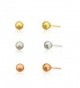 3-pairs 10k Gold Three Color 4m Ball Stud Earring Set- Yellow-white and Pink/rose - CQ1200861F1