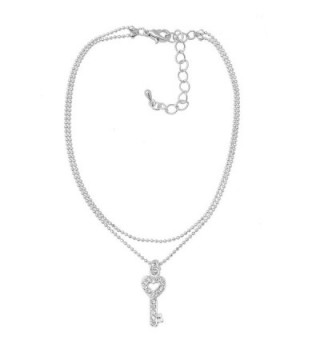 Spinningdaisy Silver Plated High Gloss Key Anklet - C011DYWVYYT