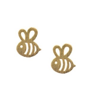 Spinningdaisy Handcrafted Brushed Metal Bumble Bee Stud Earrings - CZ11XR73T2V