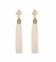 JUST N1 Women's Girls Elegant Jewellery Handmade Bohemia Ethnic Tassels Dangle Stud Earrings Eardrop Red - White - CM18C0O0N4X