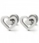 1 Pair Stainless Steel Double Heart Stud Earrings for Women Girls- Screw Back - CZ183XS3A5L