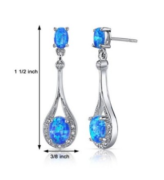 Created Blue Green Earrings Sterling Silver in Women's Drop & Dangle Earrings