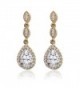 Elegant Teardrop Cubic Zirconia Crystal Earrings in Silver- Gold- Rose Gold - Gold - CI186XZNHHA