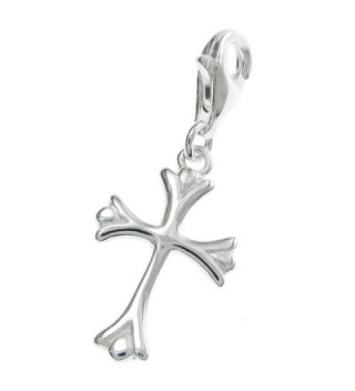 925 Sterling Silver Christian Cross Dangle Clasp European Lobster Clip On Charm - C611GQKYEXJ