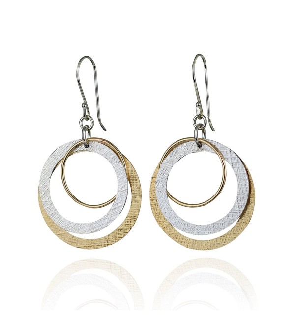 Two Tone Multi Hoop Dangle Earrings 925 Sterling Silver and 14k Gold Filled Circles Earring - C512O488NAR