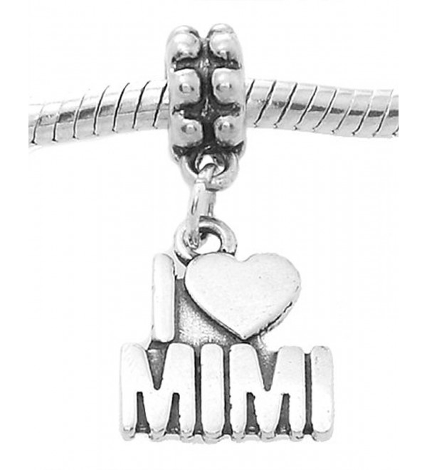 Sterling Silver Oxidized I Love Mimi Grandmother Dangle Bead Charm - CG11CNSVVF7