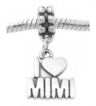 Sterling Silver Oxidized I Love Mimi Grandmother Dangle Bead Charm - CG11CNSVVF7