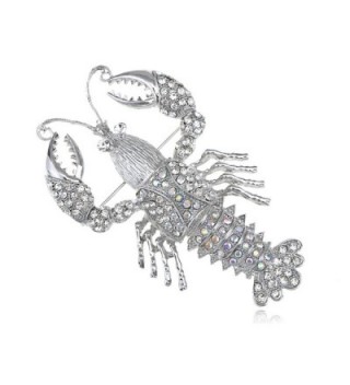 Alilang Palm Size Clear Aurora Borealis Crystal Rhinestone Sea Lobster Claw Pin Brooch - CL1163ZMXVR