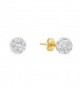 14k Yellow Gold Round Crystal Ball Stud Earrings with 14k Gold Pushbacks - Choice of Size - CG12D4H9OKJ