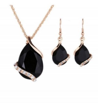 Ezing Women Crystal Pendant Gold Plated Chain Necklace Earring Jewelry Set - CF12NS30FNY