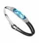 Jisela Women Fashion Jewelry Swarovski Crystal Elements and Leather Bracelet - Sky Blue - CQ12O5HOJGM