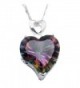 Sterling Silver Heart Shape Women Pendant Fire Mystic Topaz Chain Necklace 18" - Fire Red - CK17YQDL4M2