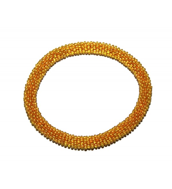 Crochet Glass Seed Bead Bracelet Roll on Bracelet Nepal Bracelet - C11207AFFSZ