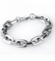 COPAUL Fashion Jewelry Men's Women's Stainless Steel Silver Oval Chain Bracelets - CL11YXZLJDR