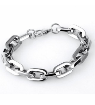 COPAUL Fashion Jewelry Men's Women's Stainless Steel Silver Oval Chain Bracelets - CL11YXZLJDR