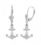 Sterling Silver Naval Fouled Anchor Nautical Dangle Earrings - CB17Z4QGY3M