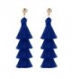 BaubleStar Tassel Earrings Handmade Tiered Thread Tassel Dangle Earring - Royal Blue - C5186QXL28K