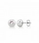 THE PEARL SOURCE Sterling Silver White Freshwater Cultured Pearl Button Stud Earrings for Women - CS12F1M415N