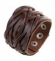 Chunky leather bracelet women Handmade - brown - C9184G8SLDN