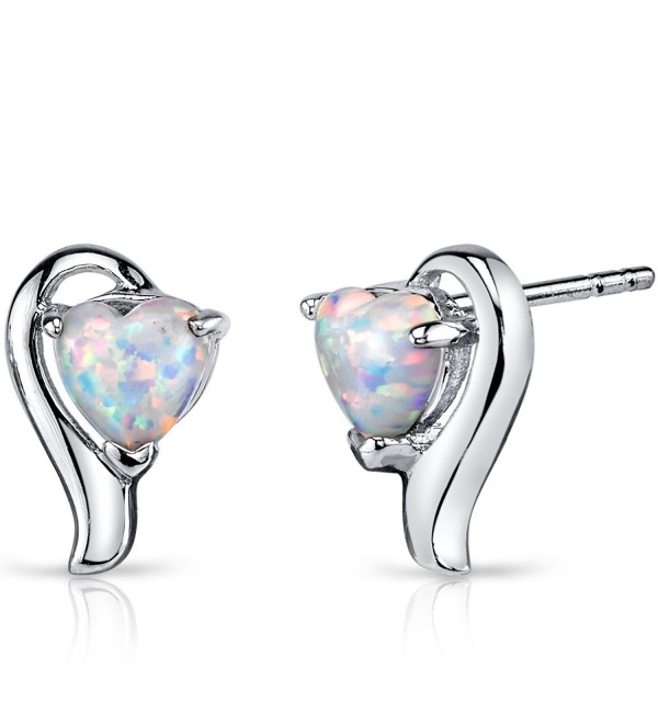 Created Opal Heart Helix Earrings Sterling Silver 1.25 Carats - CE122MQK817