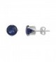 Sterling Silver Dark Blue 4mm Round Cubic Zirconia CZ Stud Earrings - C6115OX8F61