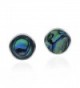 Cute Inlay Abalone Shell Round .925 Sterling Silver Push Back Earrings - CU11R71QCSB
