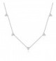 Sterling Silver Triple Cubic Zircon Stones Cluster Choker Chain Necklace 14-16 Inch- 3 Colors Available - White - CC187K6TS9T
