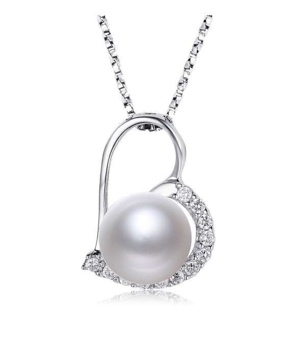 Nonnyl 925 Sterling Silver White Pearl Pendants Necklace With Sterling Silver Chain Womens Necklace - C412N8RVUJT