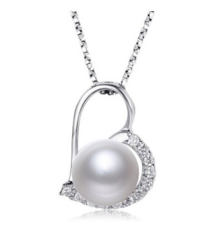 Nonnyl 925 Sterling Silver White Pearl Pendants Necklace With Sterling Silver Chain Womens Necklace - C412N8RVUJT