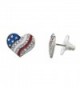 Lux Accessories Silver Tone Americana American Flag Pave Heart Stud Earrings - CG12LHJ2GDX