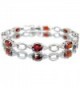 Ruby Color CZ Oval Silver Tone Bracelet BC411 - C911EWF1NSJ