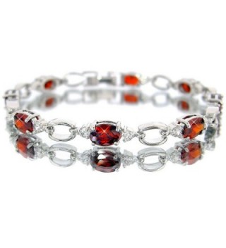 Ruby Color CZ Oval Silver Tone Bracelet BC411 - C911EWF1NSJ