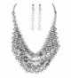 Silvertone Multilayered Chainmaille Collar Bib Necklace Earring Jewelry Set for Women - CI11NUZHR05