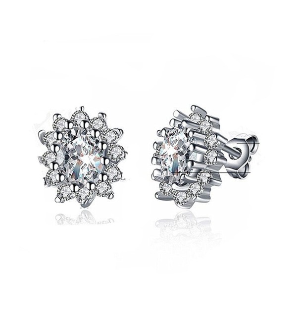 Fashion Jewelry Titanium Blue Crystal Stone Lady's Charming Stud Earring - White - CB1800C8DX9