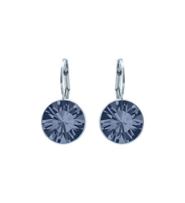 CP Baby Mini Bella Denim Blue Rhodium Plated Earrings Made with Swarovski Crystals - C0186N55LQX