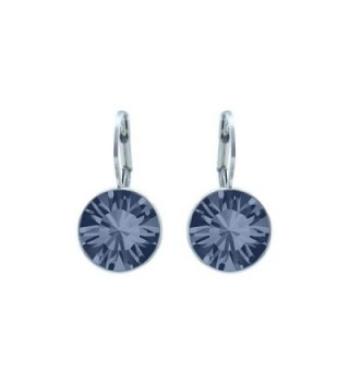 CP Baby Mini Bella Denim Blue Rhodium Plated Earrings Made with Swarovski Crystals - C0186N55LQX
