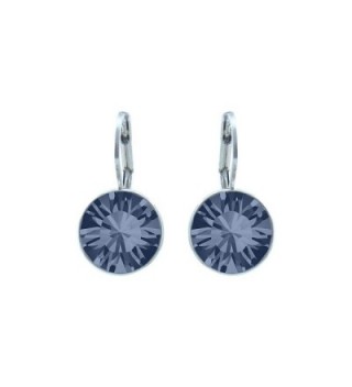 CP Baby Mini Bella Denim Blue Rhodium Plated Earrings Made with Swarovski Crystals - C0186N55LQX