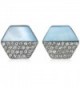 T Tahari Mop/Pave Hexagon Disc Button Stud Earrings - Silver/Blue - CH17YKU0WW3