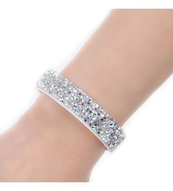 Sexy Sparkles Suede Velvet Slake Bracelet With Rhinestones - Clear - CK12G5KUSD9