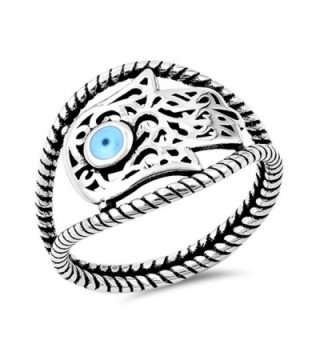 Sideways Hand of God Filigree Hamsa Ring .925 Sterling Silver Band Sizes 5-10 - C312JBXGLKB