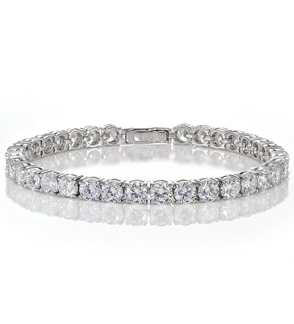 Sterling Silver Cubic Zirconia 5mm Round-cut Tennis Bracelet - Sterling Silver - CE12O1AO5MC