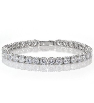 Sterling Silver Cubic Zirconia 5mm Round-cut Tennis Bracelet - Sterling Silver - CE12O1AO5MC