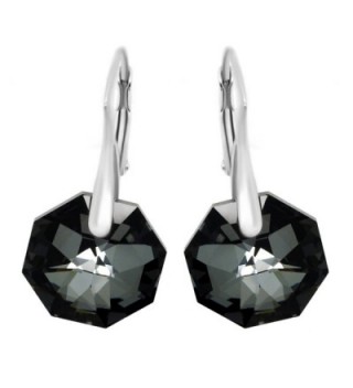 Royal Crystals "Made with Swarovski Crystals" Black Octagon Leverback Earrings - CS11CGGNXUR