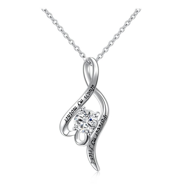 S925 Sterling Silver "Always My Mother- Forever My Friend" Twist Pendant Necklace for Mom - CD188HKSR4S