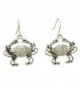 Beach Crab Silver Tone Dangle Earrings Ocean Crustacean Seashore Resort - CW11UJZ7YP7