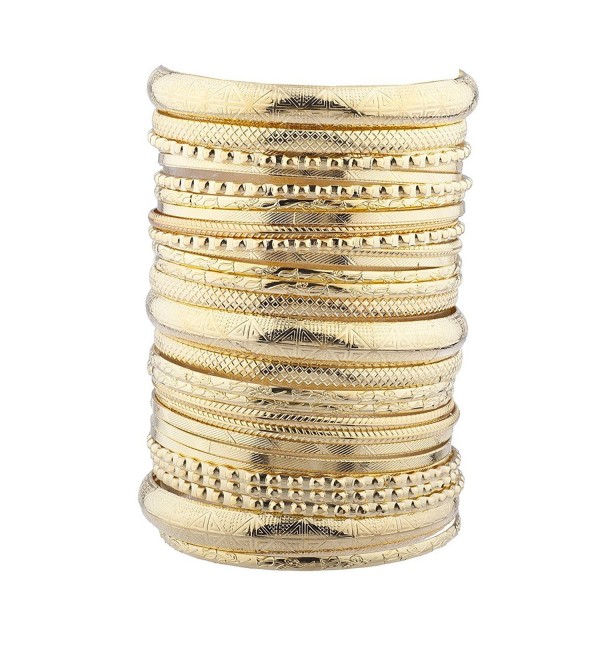 Lux Accessories Women's Girl's Goldtone Textured&Acirc Multiple Bangle Bracelet Set - C217YHN0HO8